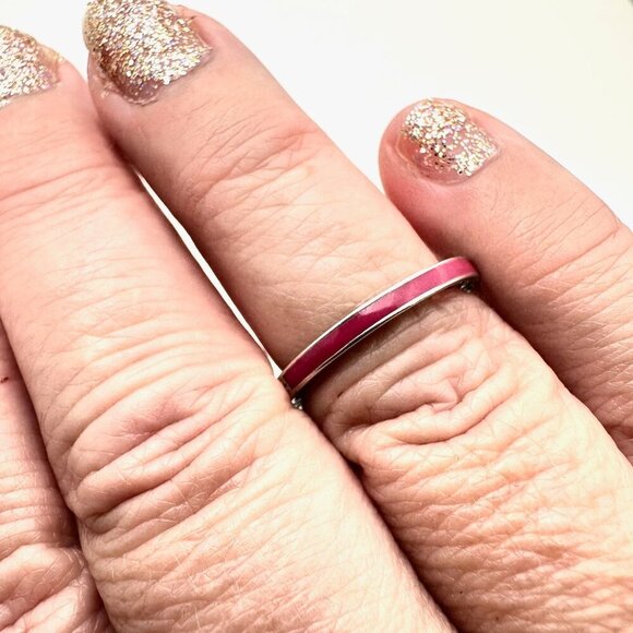 Pandora Cerise Radiant Hearts Ring Pink Stones Sterling Silver Size 6.5 - Picture 6 of 7